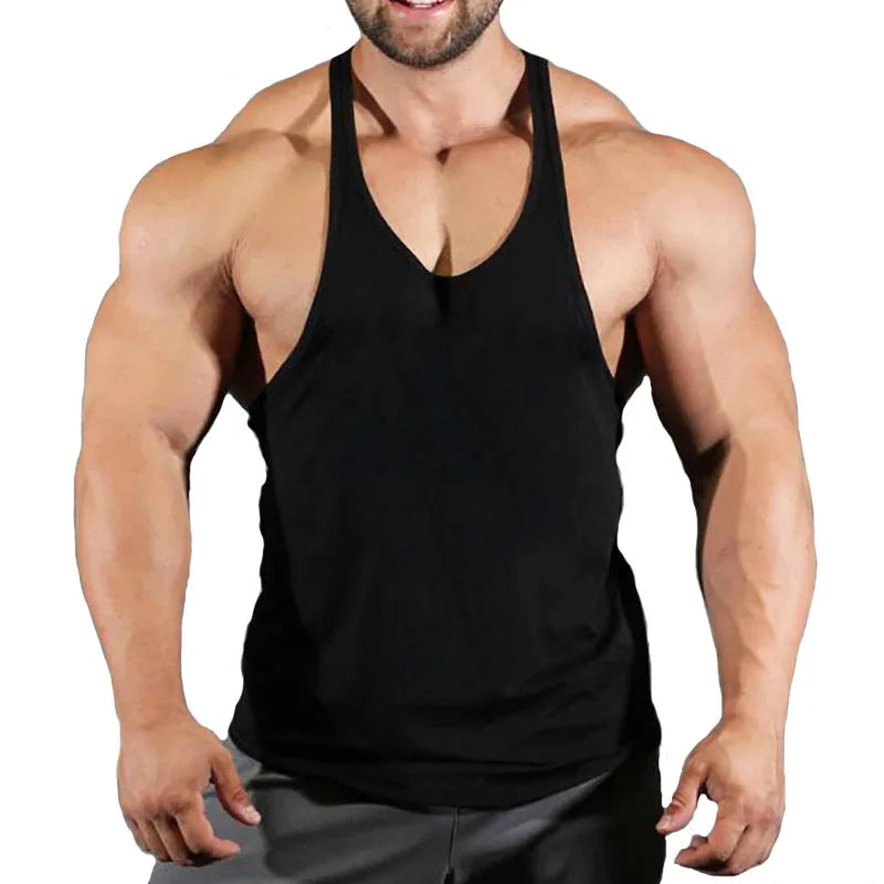 Men's Basic Solid Color Cotton Tank Tops Sleeveless Y-Back Vest Gym Muscle Training Athletic Workout Undershirt Activewear - Ellianto fashion Men's