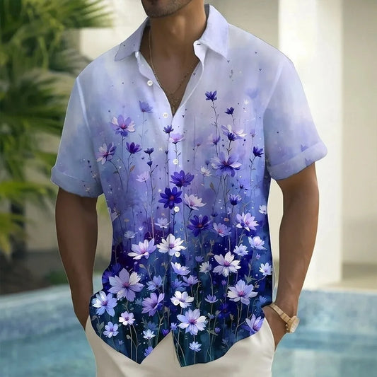 Summer 3D Guitar Print Short-Sleeve Shirt – Lightweight Comfort and Effortless Beach Holiday Style for the Modern Gentleman
