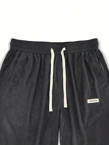 Corduroy pants men clothing Sweatpants Loose-Fit Casual Pants man baggy hosen Regular Length Trousers men cargo pants women - Ellianto fashion Men's