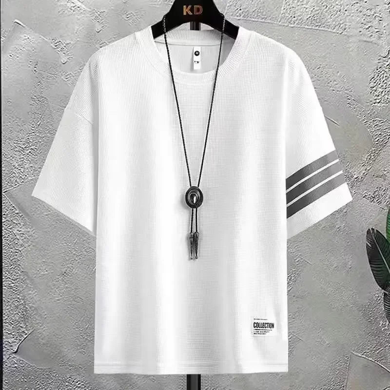 Fashionable Casual Men's Sport Suit Short Sleeves Summer Style Trendy Brand Matching Complete Set Stylish Male Wear - Ellianto fashion Men's