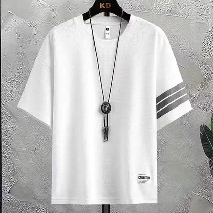Fashionable Casual Men's Sport Suit Short Sleeves Summer Style Trendy Brand Matching Complete Set Stylish Male Wear - Ellianto fashion Men's