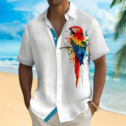 Summer 3D Guitar Print Short-Sleeve Shirt – Lightweight Comfort and Effortless Beach Holiday Style for the Modern Gentleman