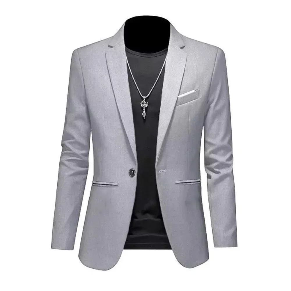 Men's Trendy Leisure Boutique Suit Jacket Autumn Casual Business Slim Fit Non-ironing Single Button Suit Solid Formal Blouse - Ellianto fashion Men's