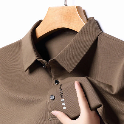 Men's Short Sleeve Solid Color Polo Shirt Breathable Comfortable Elastic Top New Arrivals Casual Business Style - Ellianto fashion Men's