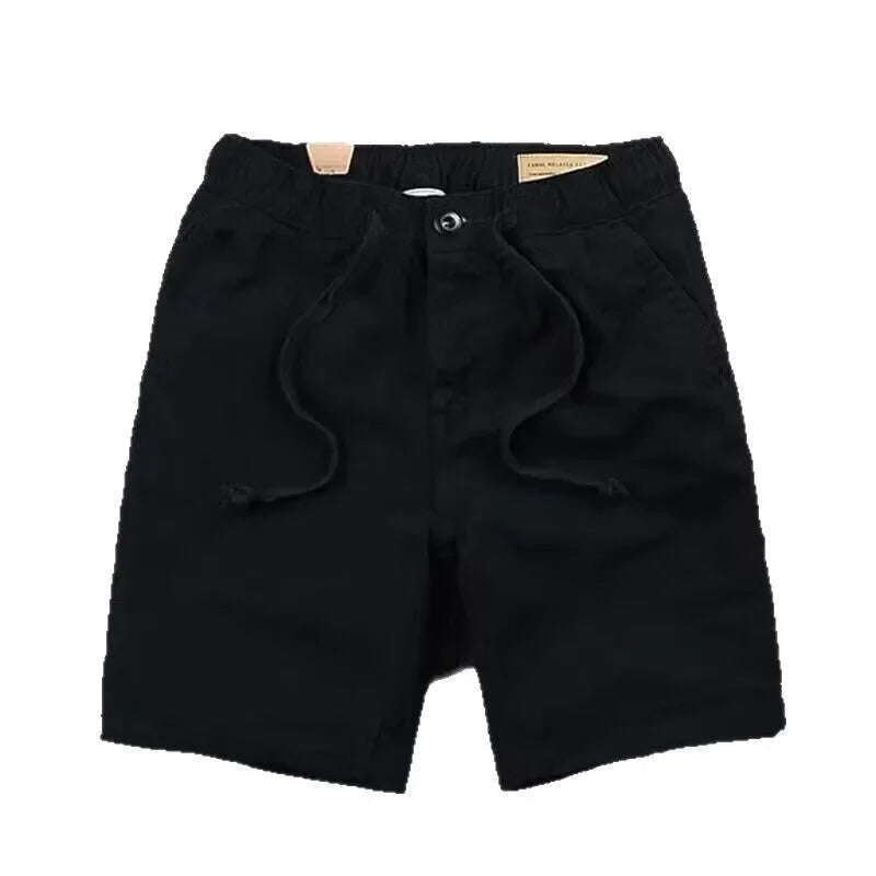 Casual Men's Workwear Shorts Summer Trendy Loose Straight Leg Five-Quarter Pants Washed Elastic Leisure Trousers
