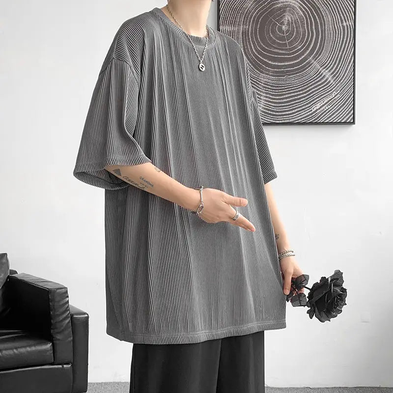 2025 Men's Clothing New Comfortable Simplicity Straight Man Solid Color Handsome Summer Short Sleeve Fashion Casual T-Shirts - Ellianto fashion Men's