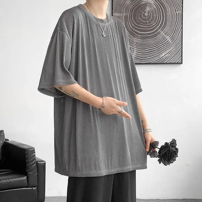 2025 Men's Clothing New Comfortable Simplicity Straight Man Solid Color Handsome Summer Short Sleeve Fashion Casual T-Shirts - Ellianto fashion Men's