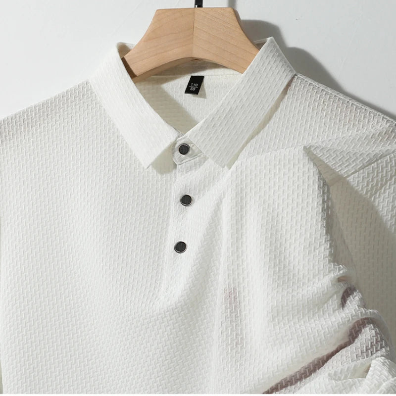 2025 Summer Men's New Polo Shirt Seamless Premium Luxury Business Casual Golf Slim Fit Blouse Collar T-shirt Men Clothing - Ellianto fashion Men's