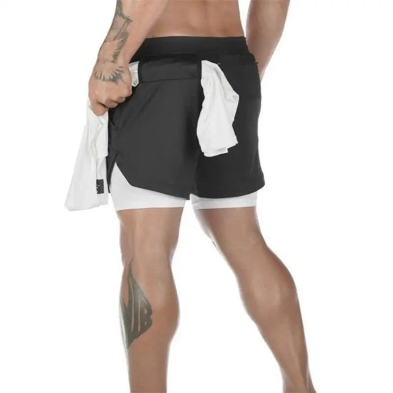 Summer sports versatile double layer men's shorts everyday casual quick-drying sports shorts men - Ellianto fashion Men's