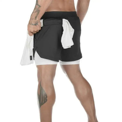 Summer sports versatile double layer men's shorts everyday casual quick-drying sports shorts men - Ellianto fashion Men's