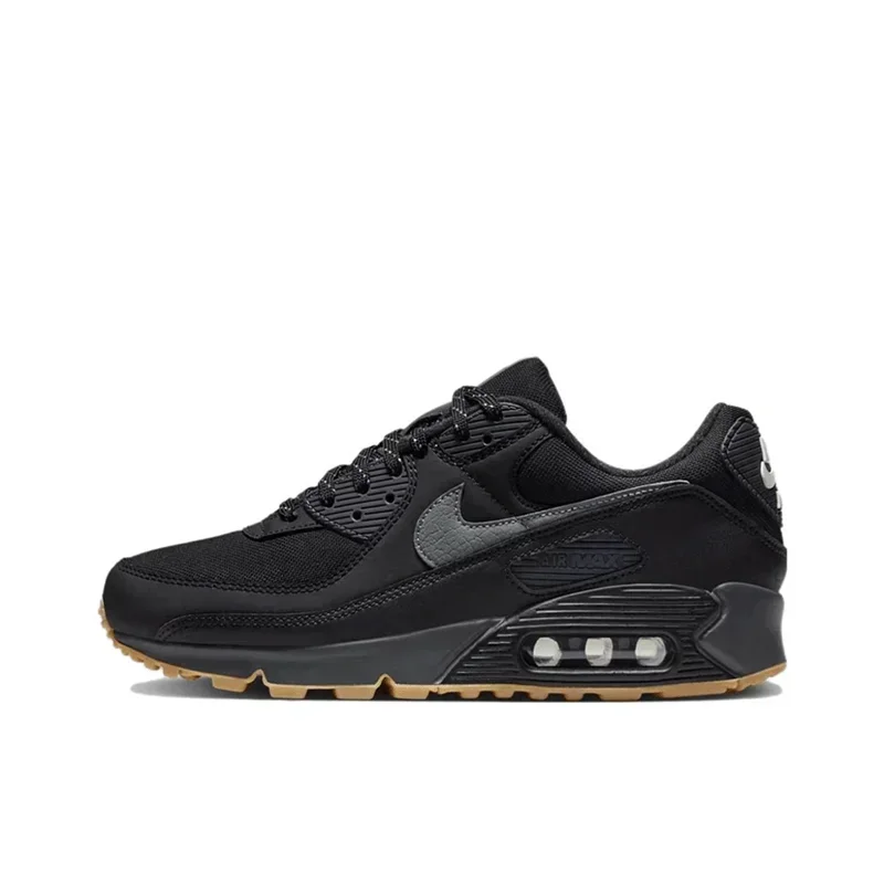 Nike Air Max 90 Men's Women's Fabric Leather Sports Against Impact Anti Slip Fashion Outdoor Low Running Shoes Black Grey - Ellianto fashion Men's