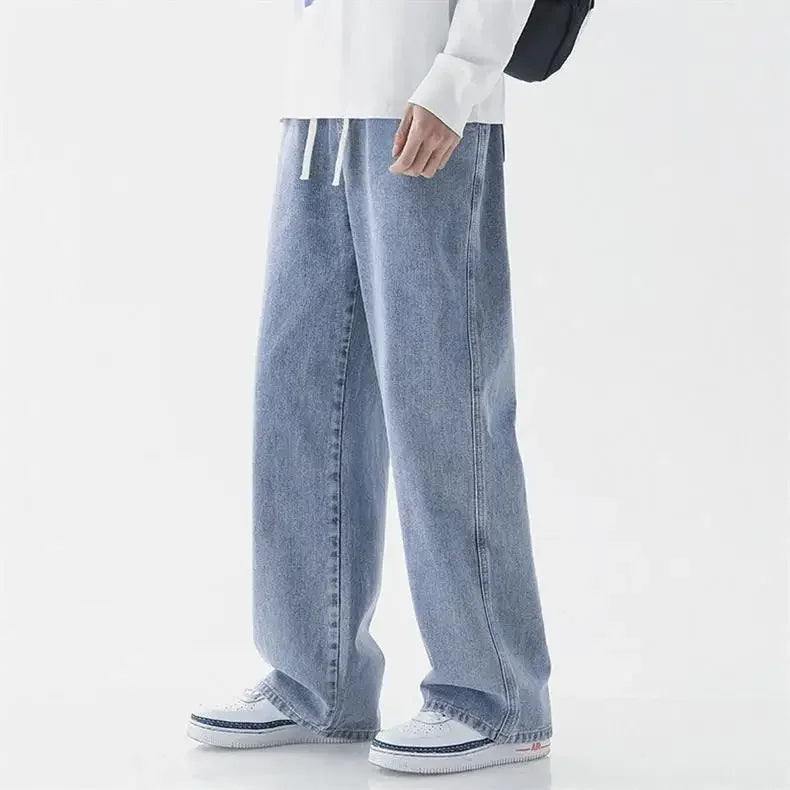 Loose Straight Leg Men's Jeans Summer Trendy Casual Versatile Handsome New Style Long Pants Clothing Matching - Ellianto fashion Men's