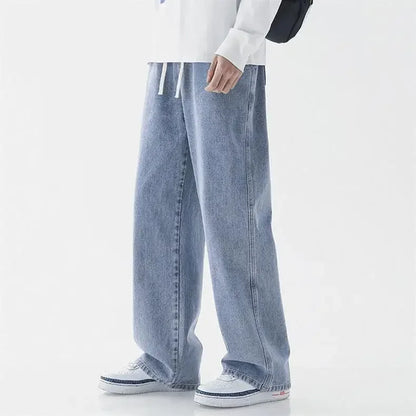 Loose Straight Leg Men's Jeans Summer Trendy Casual Versatile Handsome New Style Long Pants Clothing Matching - Ellianto fashion Men's