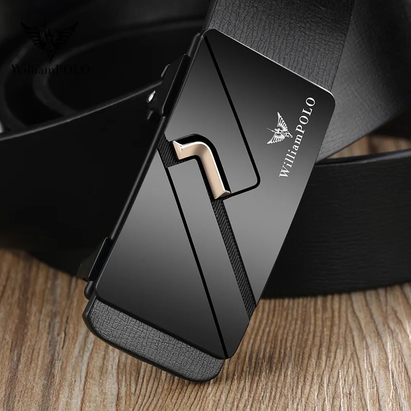 Men's casual belt, minimalist toothless belt, automatic buckle, fashionable belt - Ellianto fashion Men's