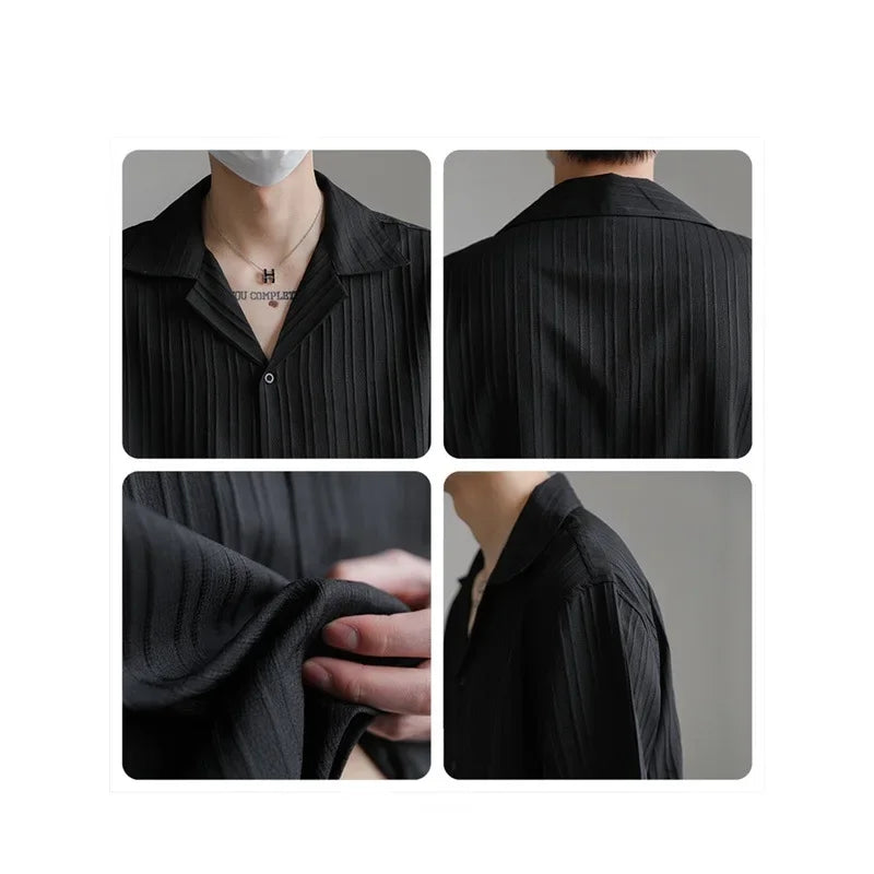 2025 Summer New Men's Short Sleeve Casual Ice Silk Half Sleeve Shirt Fashionable Streetwear Wholesale Top - Ellianto fashion Men's