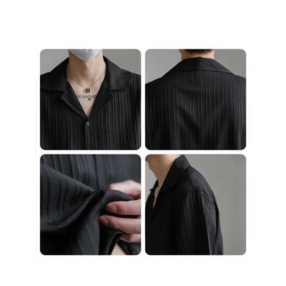 2025 Summer New Men's Short Sleeve Casual Ice Silk Half Sleeve Shirt Fashionable Streetwear Wholesale Top - Ellianto fashion Men's