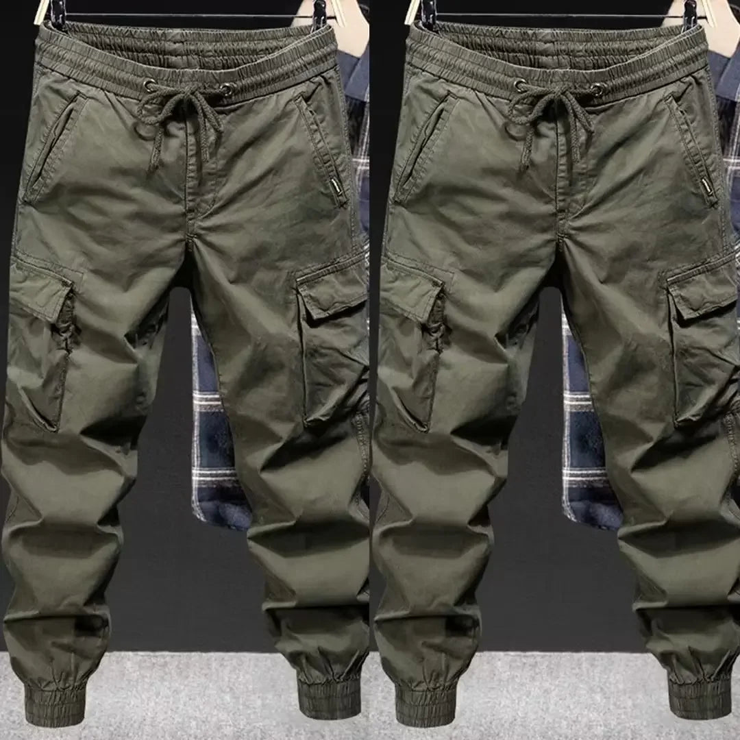 Trendy Brand Casual Cargo Pants Men's Loose Fit Solid Color Cargo Pants American Style Casual For Spring Autumn - Ellianto fashion Men's