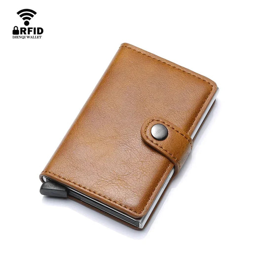Rfid Credit Card Holder Men Wallets Luxury Small Smart Wallet Metal Business Mini Cardholder Case Women Minimalist Walet for Men - Ellianto fashion Men's