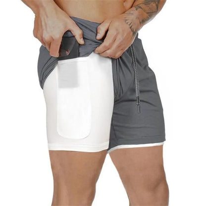 Men Sport Shorts Sportswear Double-deck Running Shorts 2 In 1 Beach Bottoms Summer Gym Fitness Training Jogging Short Pants Men - Ellianto fashion Men's