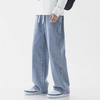 Loose Straight Leg Men's Jeans Summer Trendy Casual Versatile Handsome New Style Long Pants Clothing Matching - Ellianto fashion Men's