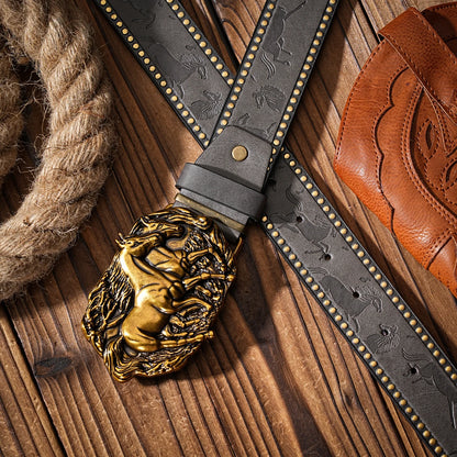 Casual, individual and retro belts, Western-style clothing accessories, metal buckles, PU belts, suitable for both men - Ellianto fashion Men's