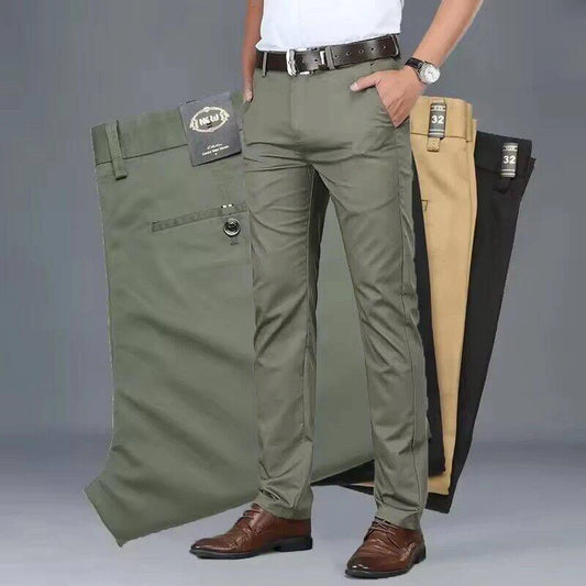 Classic Casual Pants Mens Clothing Straight Business Green Black Khaki Trousers Comfortable Male Brand Clothing 2025 - Ellianto fashion Men's