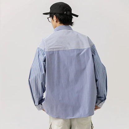 2025 Spring New Multi Stripe Loose Shirt Men Casual Long Sleeve Student Fashion Cityboy Japan Korean Streetwear Shirts - Ellianto fashion Men's