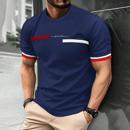 Fashion Summer 3D Stripe Letter Print Men's T Shirt Hip Hop Trend Harajuku Streetwear Casual O-neck Oversized T-shirts Men Tops - Ellianto fashion Men's