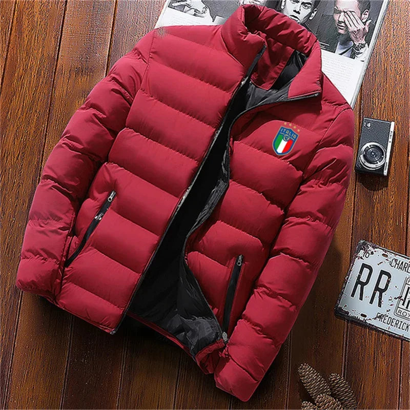 Men's Solid Thick Jacket, Parka Jacket, High Neck, Outdoor, Camping, Fashion, Winter2025 - Ellianto fashion Men's