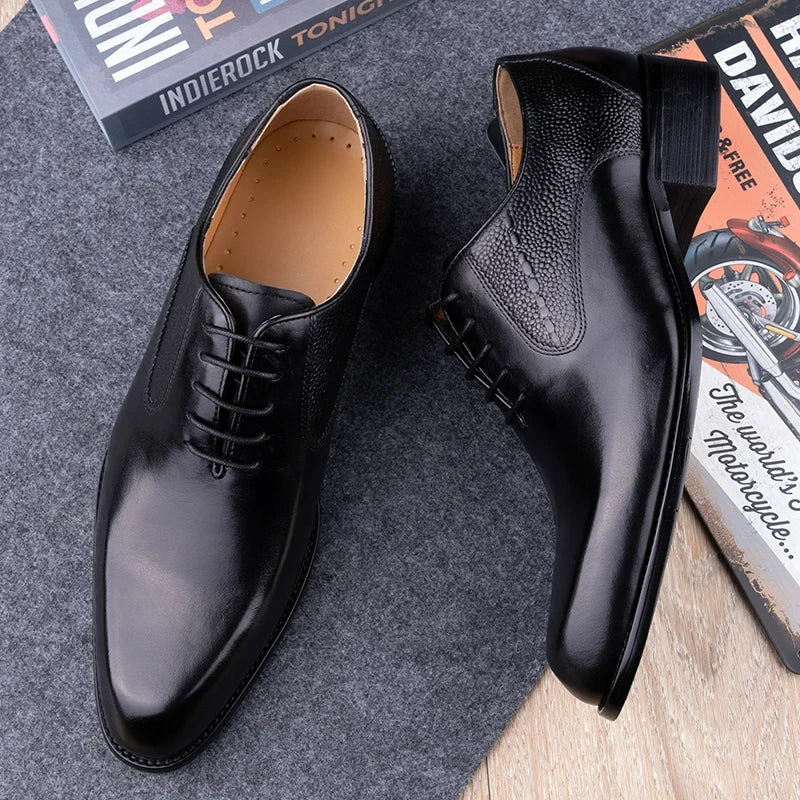 Formal Men's Shoes Fashion Style Men Italian Shoe High Quality Dress Oxfords Handmade Office Party Genuine Leather Business Shoe - Ellianto fashion Men's