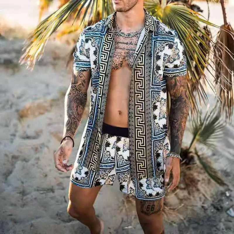 Hawaiian Shirt Sets 3D Printed Men's Fashion Short Sleeves Shirts Oversized Beach Shorts Summer Streetwear Suits Clothing - Ellianto fashion Men's