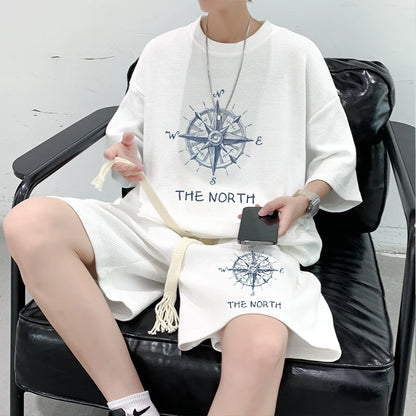Summer Oversize Spor Two-Piece Set for Men Faionable T-irt orts Combo Cool And Haome Casual Wear Polyester Fiber - Ellianto fashion Men's