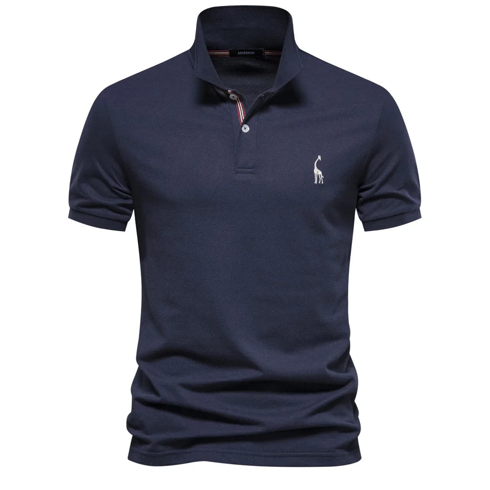 2025 Premium Men's Polo Shirt Deer Embroidery Design 80% Cotton EU Size Casual Short Sleeve Shirts Business Polo Tops Hot Seller - Ellianto fashion Men's