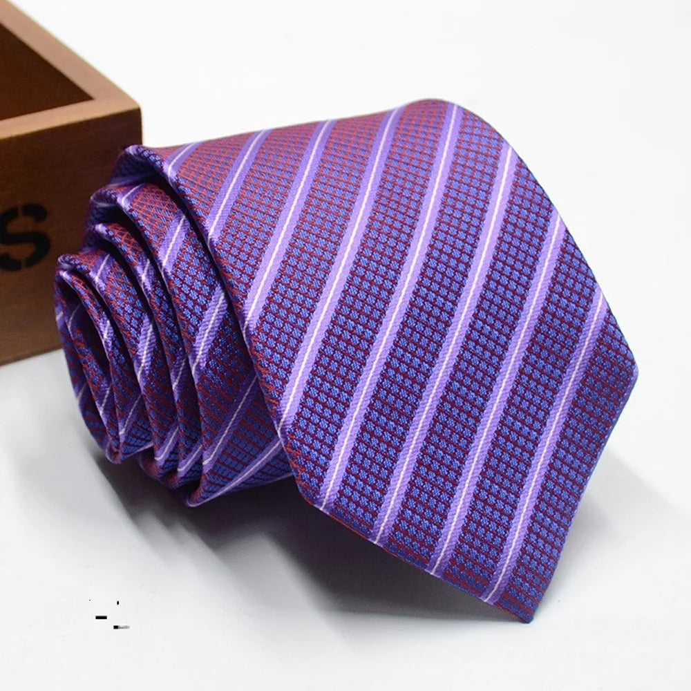 Classic Stripe Necktie Men Business Formal Wedding Tie 8cm Blue Black Pink Red Neck Ties Fashion Shirt Dress Accessories - Ellianto fashion Men's