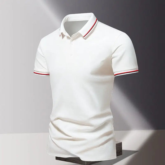 Pure Cotton New Thin Short-sleeved Polo Casual Lapel Top Base Shirt European and American Style - Ellianto fashion Men's