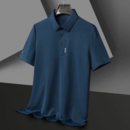 Men's Short Sleeve Solid Color Polo Shirt Breathable Comfortable Elastic Top New Arrivals Casual Business Style - Ellianto fashion Men's
