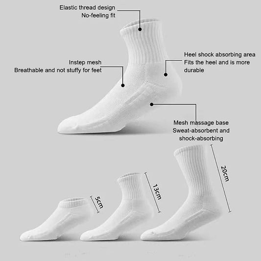 Men's Thick Bottom Sweat Absorbing and Breathable Sports Socks with Bottom Cushion for Running Professional Sports Men's Socks - Ellianto fashion Men's