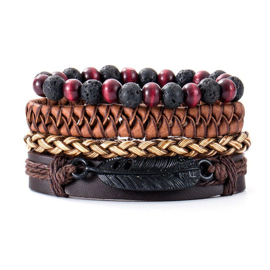 06 2025 Leather Braided Bracelet For Men - Ellianto fashion Men's
