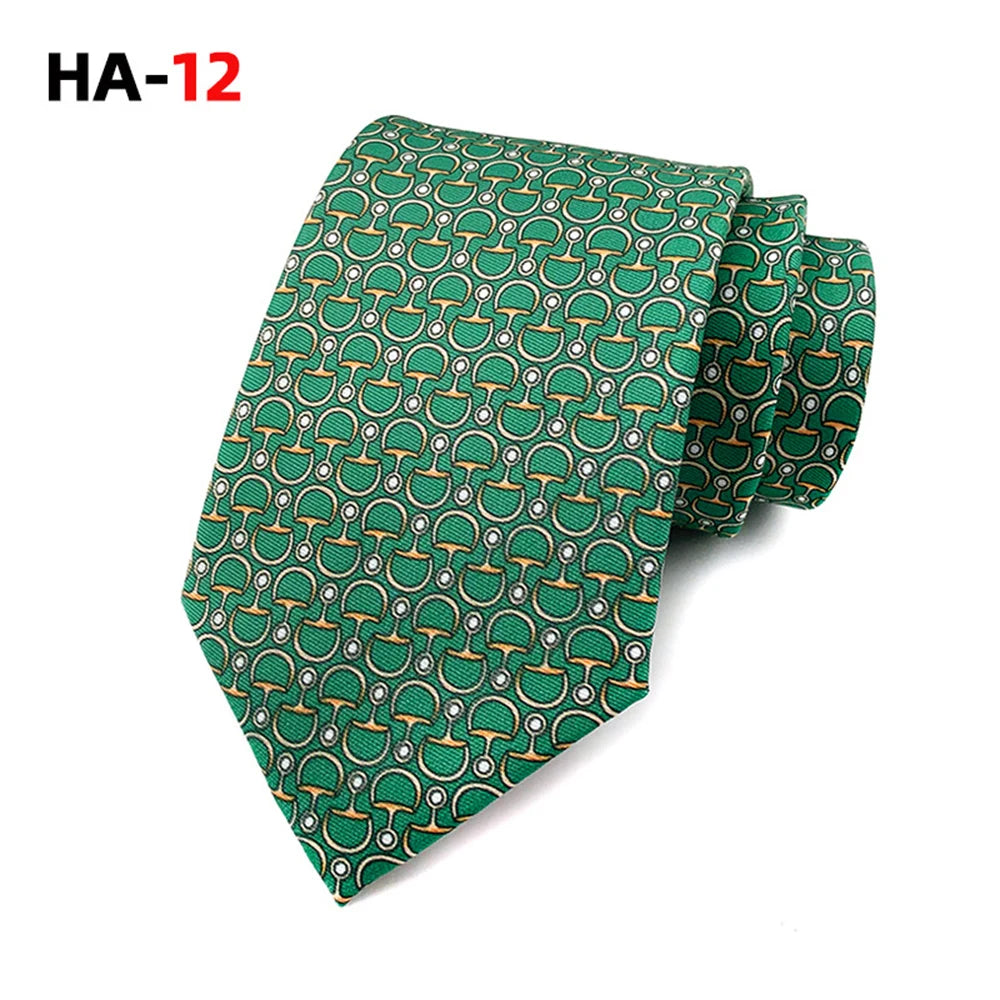 Men Luxury Tie 8cm Silk Tie For Men Print Vintage Design Necktie Silk Feeling Cravat For Wedding Party Gifts Stripe Cravats - Ellianto fashion Men's
