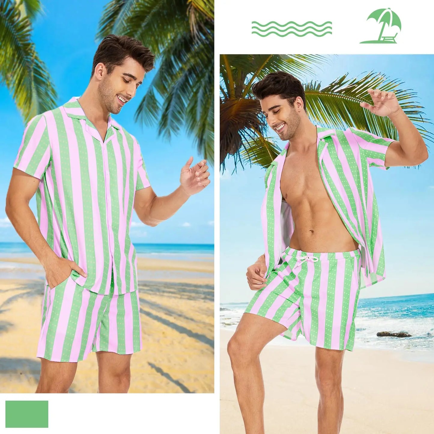 Hawaii Shirt Set Mens Yellow Duck Print Fashion Pattern Summer Fashion Casual Daily Large Button Down Shirt Shorts Two Piece Set - Ellianto fashion Men's