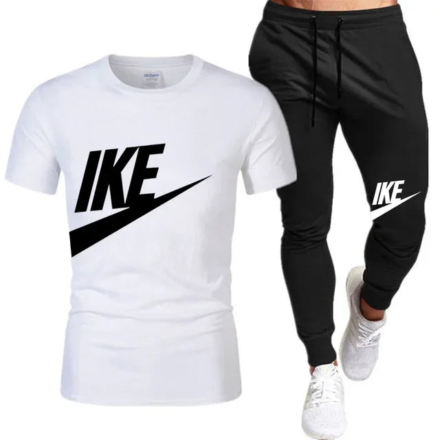 Set The new summer fashion sportswear for 2025: men's short-sleeved high-quality cotton T-shirt + sports shorts 2-piece set, men's c - Ellianto fashion Men's