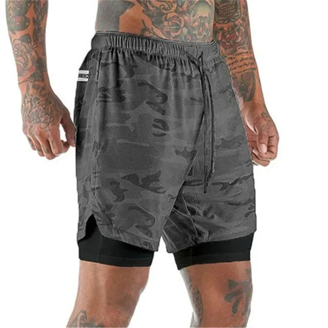 Men Sport Shorts Sportswear Double-deck Running Shorts 2 In 1 Beach Bottoms Summer Gym Fitness Training Jogging Short Pants Men - Ellianto fashion Men's