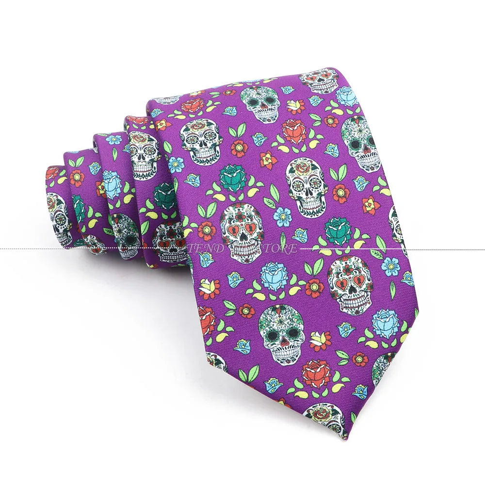 New 42 Colors Men Thin Silk Tie Soft Novelty Animal Fruit Skeleton Cravatas Casual Party Wedding Accessories Gift Free Shipping - Ellianto fashion Men's