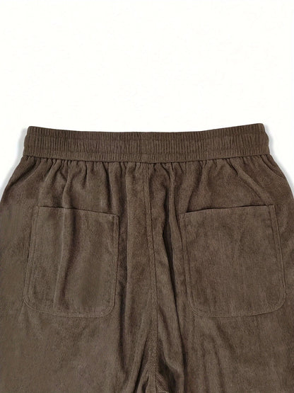 Corduroy pants men clothing Sweatpants Loose-Fit Casual Pants man baggy hosen Regular Length Trousers men cargo pants women - Ellianto fashion Men's