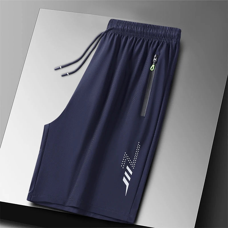 Plus Size Sport Shorts 8XL Track Shorts Running Shorts Breathable Ice Silk Man Quick Dry Outdoor Drawstring with Zipper Pocket - Ellianto fashion Men's