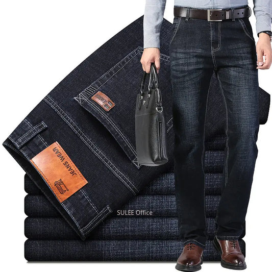 Man Stretch Straight Fit Jeans Man Soft Black Men's Jeans Pants Masculino Denim Overalls Trousers - Ellianto fashion Men's