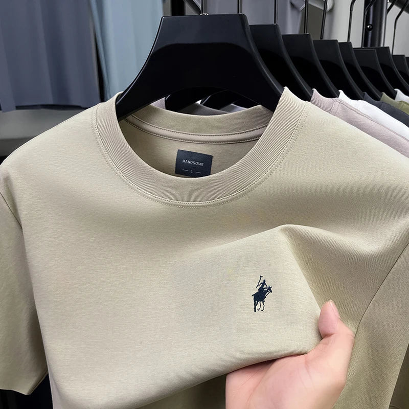 High end brand men's T-shirt 2025summer designer new pony embroidery casual skin friendly breathable round neck short sleeve top - Ellianto fashion Men's