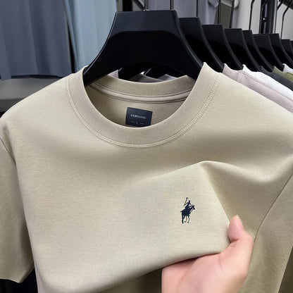 High end brand men's T-shirt 2025summer designer new pony embroidery casual skin friendly breathable round neck short sleeve top - Ellianto fashion Men's