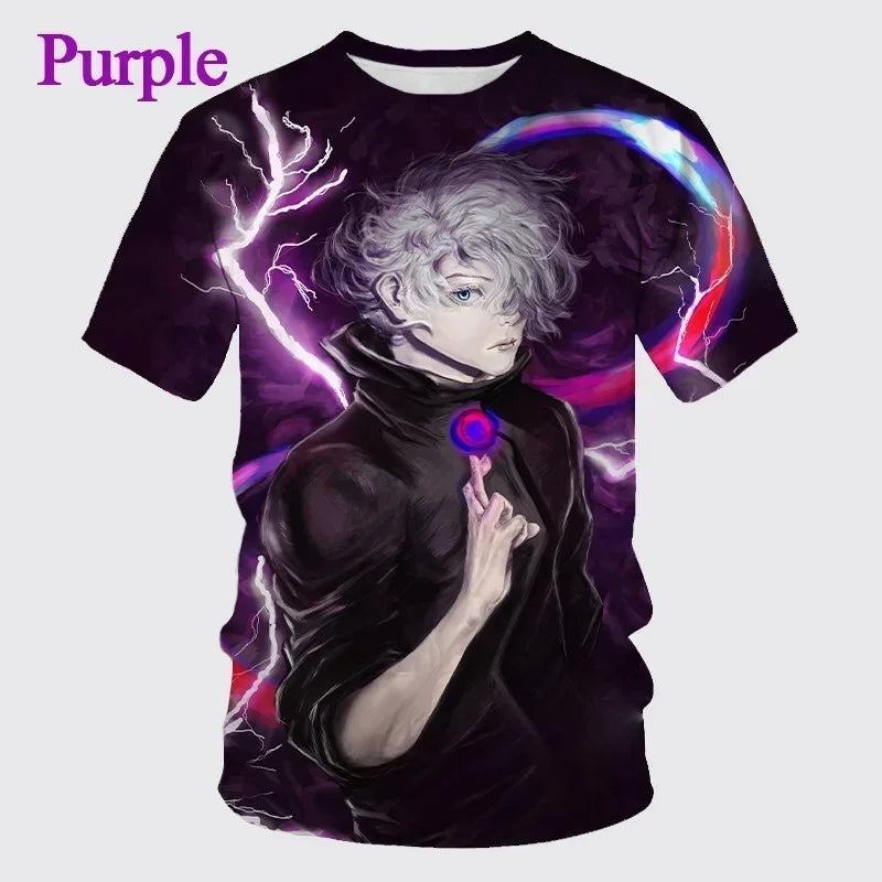 2024 Summer New  Anime Jujutsu Kaisen 3D Printing T-shirt Men's Personality Hip-hop Short-sleeved Unisex Casual Round Neck Tops