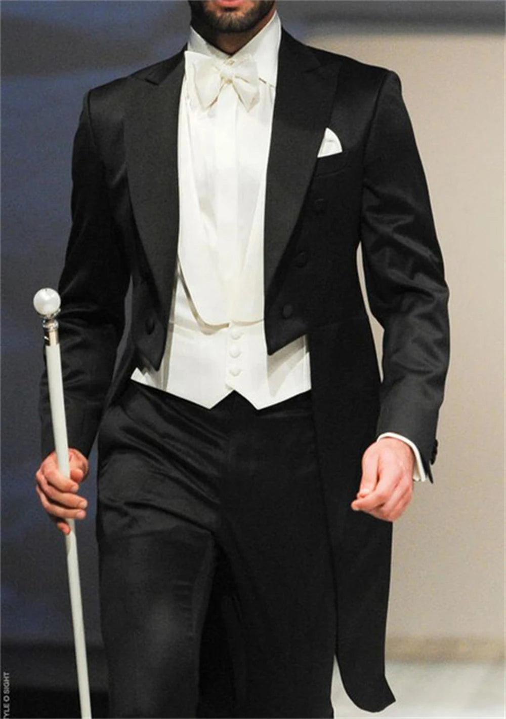Italian Gentleman Style Wedding Man Long Tail Coat Groom Prom Tuxedos Formal Mens Suits terno masculino (Jacket +Pants +Vest) I - Ellianto fashion Men's
